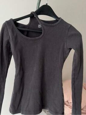 Black Asymmetric Cutout Long Sleeve Top